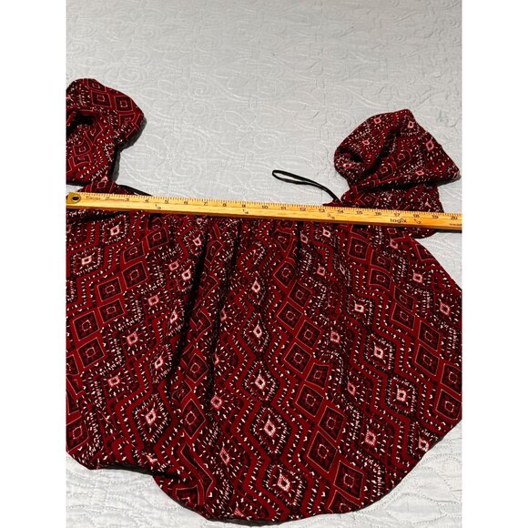 Wet Seal Womens Red & White Boho Off-Shoulder Ruffle Top Size M - Picture 6 of 6